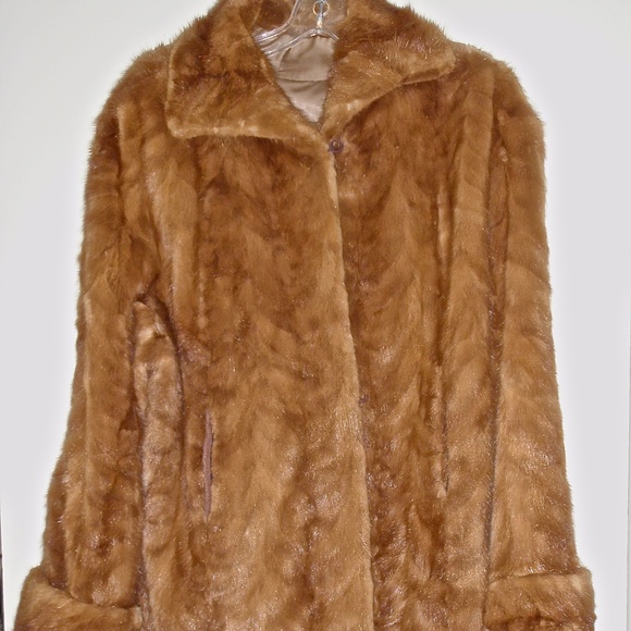 WOMEN'S VINTAGE MINK COAT LIGHT BROWN LINED LONG SLEEVED SIZE L